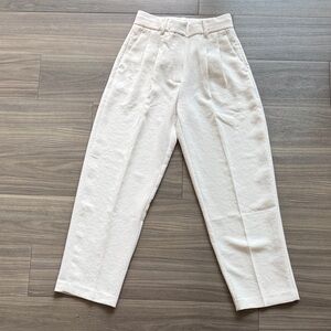 Aritzia Wilfred Effortless Pants Cream High Rise Pleated Tapered Trousers Size 0